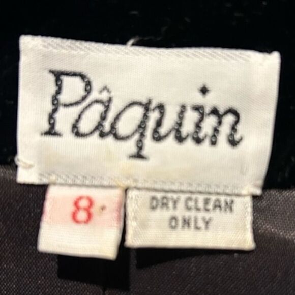 Vintage 90s Black Velvet Cropped Collarless Blazer Jacket Gold Button Elegant 8 - Picture 7 of 8